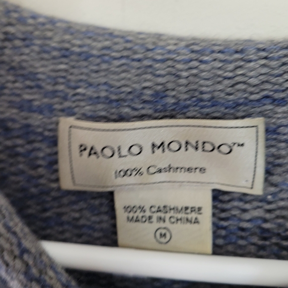 Paolo Mondo Men's Grey Heather Rolled Neck Cashmere Sweater Medium - Picture 3 of 4